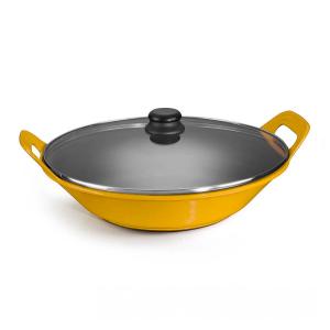 Olla de hierro Risoto amarillo con tapa de vidrio 5lt 