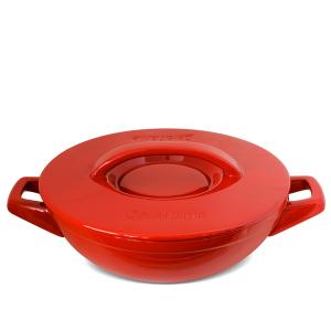 Wok Cermica Rojo 28 cm con Tapa cermica