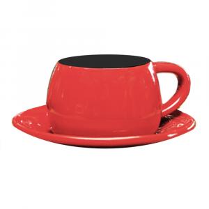  Juego de Taza de caf + Platillo Cermica Rojo Ceraflame