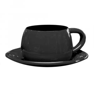  Juego de Taza de caf + Platillo Cermica Negro Ceraflame